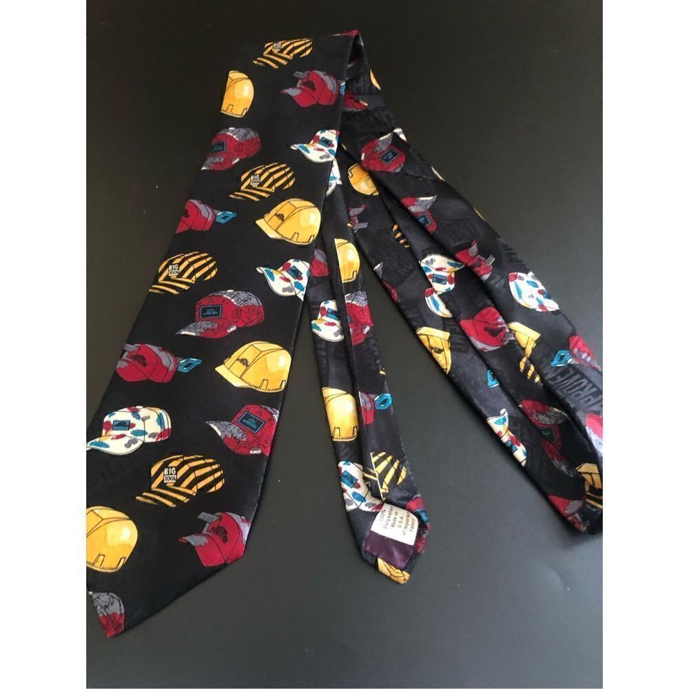 Tim's Work Hats Mens Tie Home Improvement Construction Hard Hats Big Tool Black